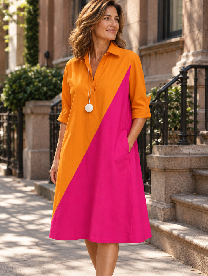Kayla™ comfortable midi dress by Bennett and Lowe, featuring a flowing fabric, sleeveless design, and knee-length style.