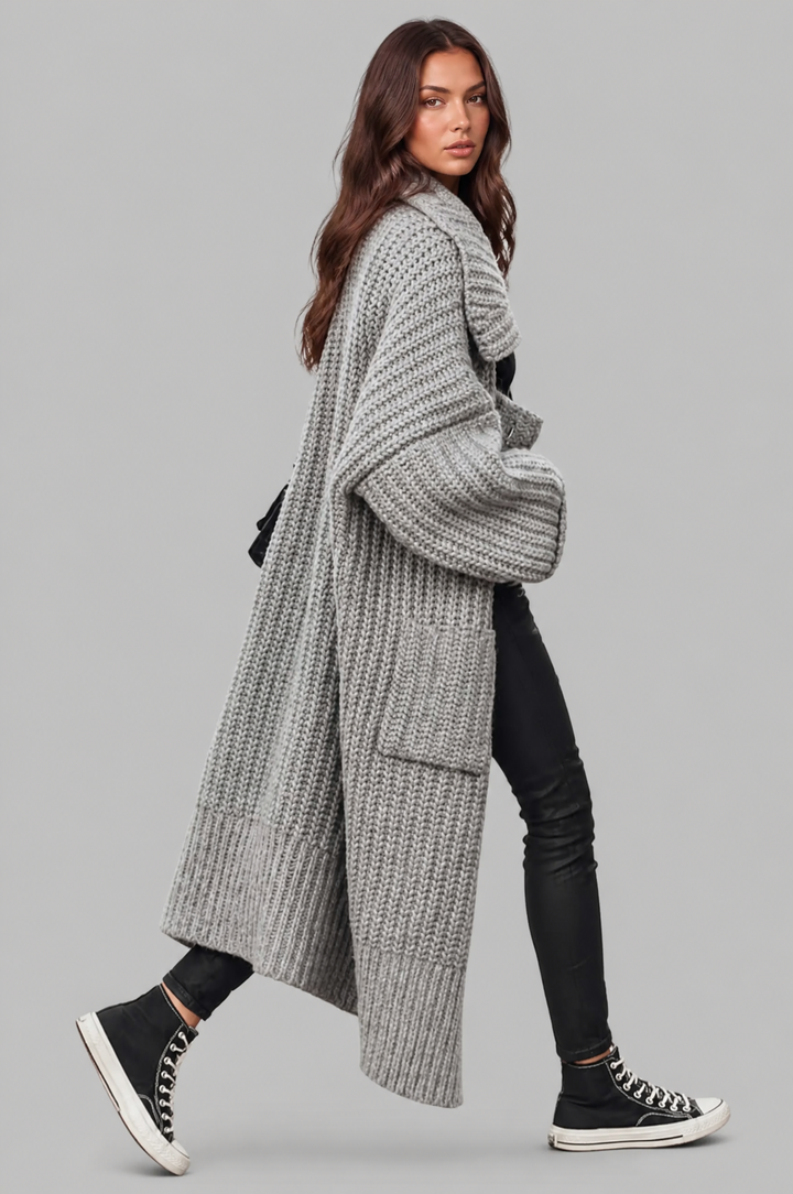 Bennett and Lowe Odilia oversized collar longline cardigan in a relaxed, flowing silhouette