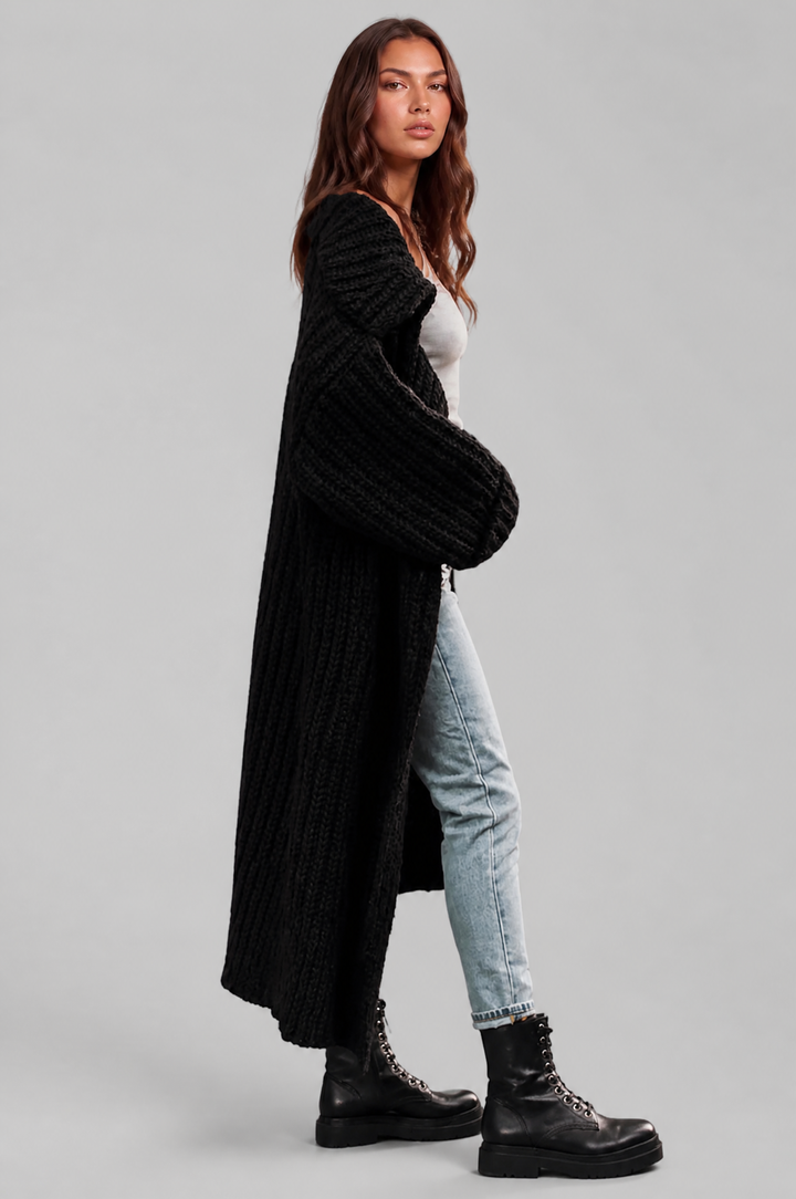 Bennett and Lowe Odilia oversized collar longline cardigan in a relaxed, elegant knit design