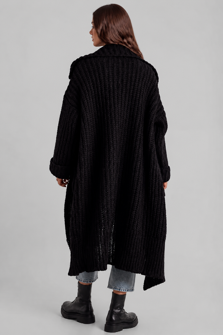 Bennett and Lowe Odilia oversized collar longline cardigan in a relaxed, draped design