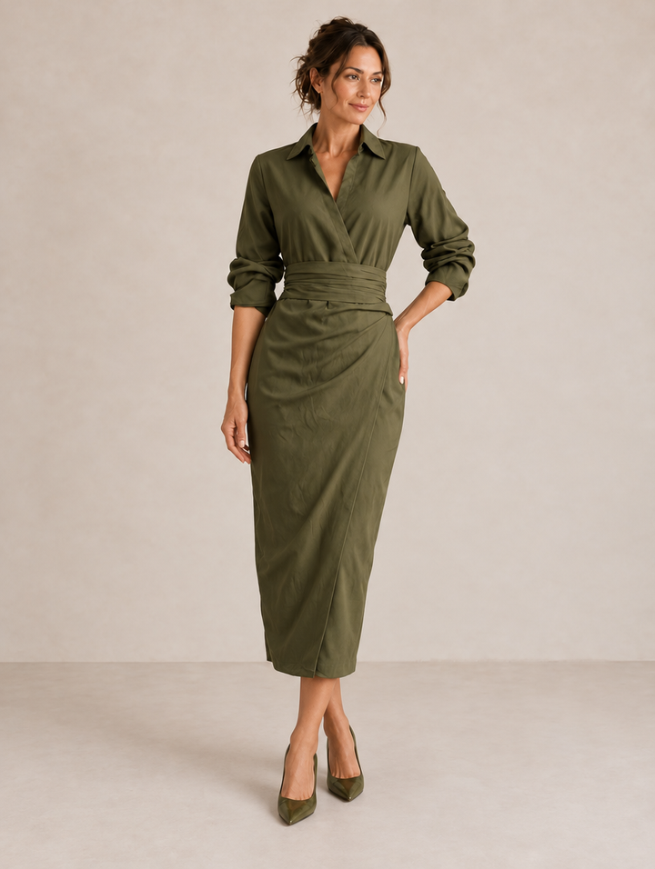 Alyssa | Green Wrap Maxi Dress for Women
