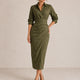 Brittany | Ruched Shirt Midi Dress for Women