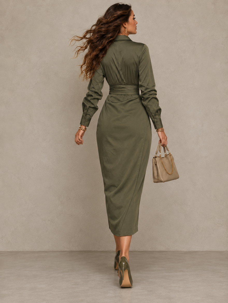 Alyssa | Green Wrap Maxi Dress for Women
