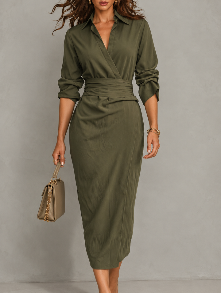 Alyssa | Green Wrap Maxi Dress for Women