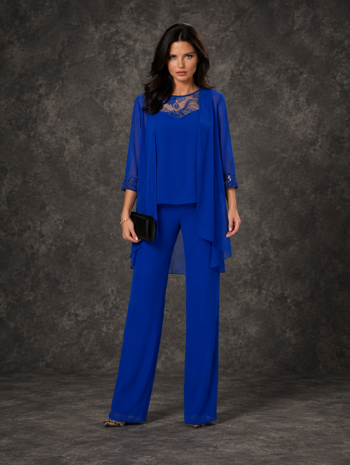Jacqueline | Embellished Wide-Leg Three-Piece Set