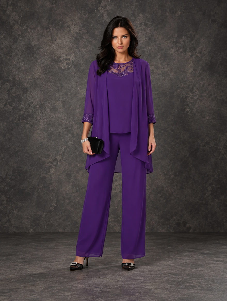 Jacqueline | Embellished Wide-Leg Three-Piece Set