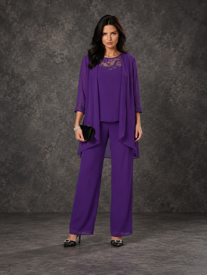Jacqueline | Embellished Wide-Leg Three-Piece Set