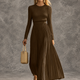 Brenda | Ribbed Pleated Midi Dress