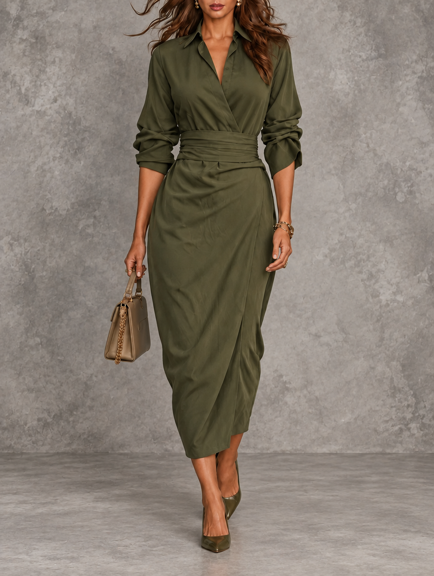 Beverly | Green Wrap Maxi Dress