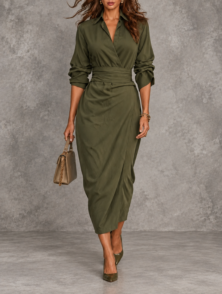Beverly | Green Wrap Maxi Dress