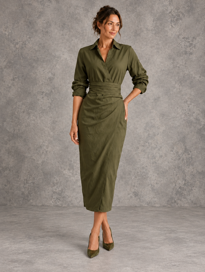 Beverly | Green Wrap Maxi Dress