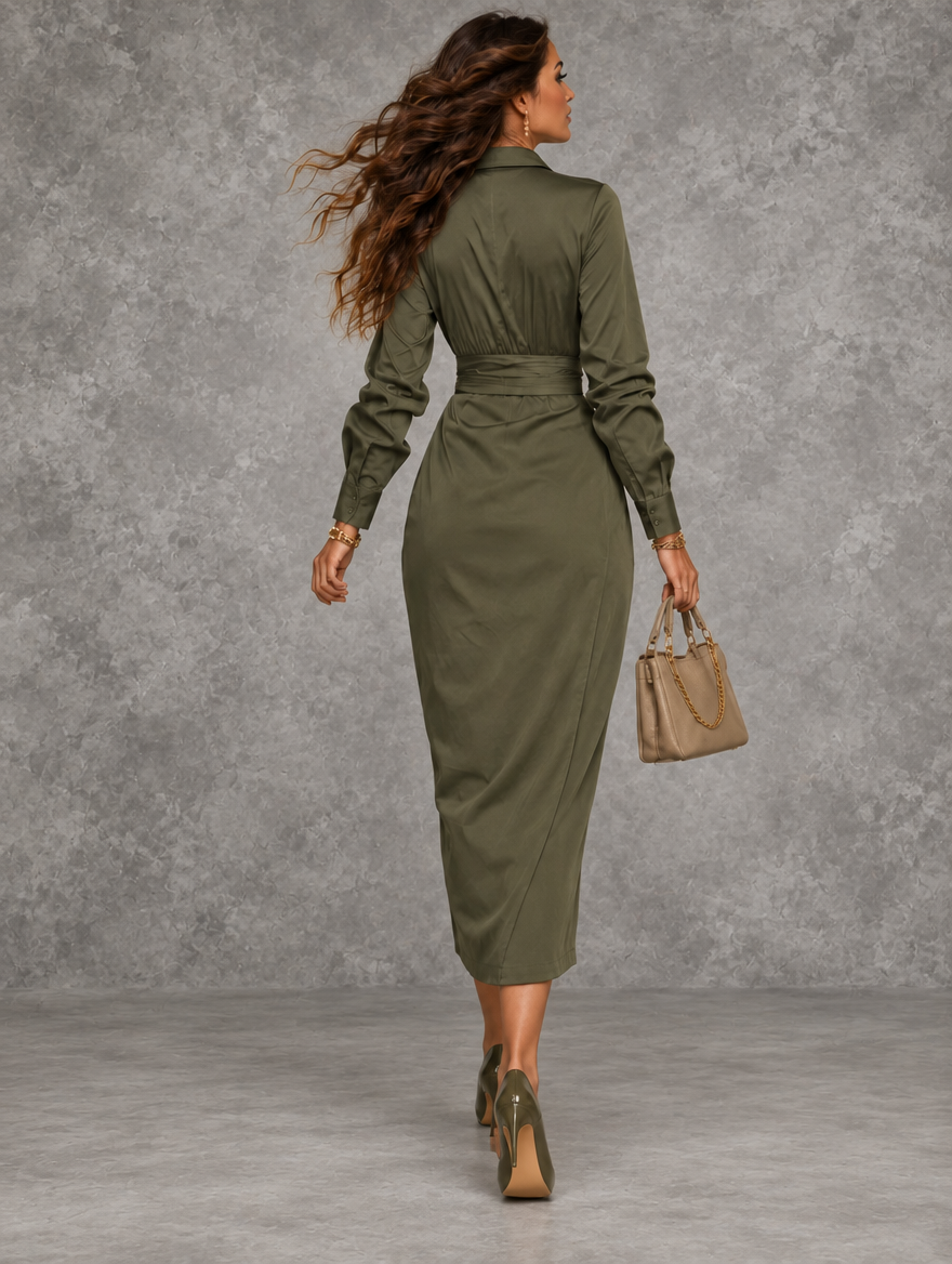 Beverly | Green Wrap Maxi Dress