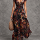 Patricia | Watercolor Floral Pleated Maxi Dress