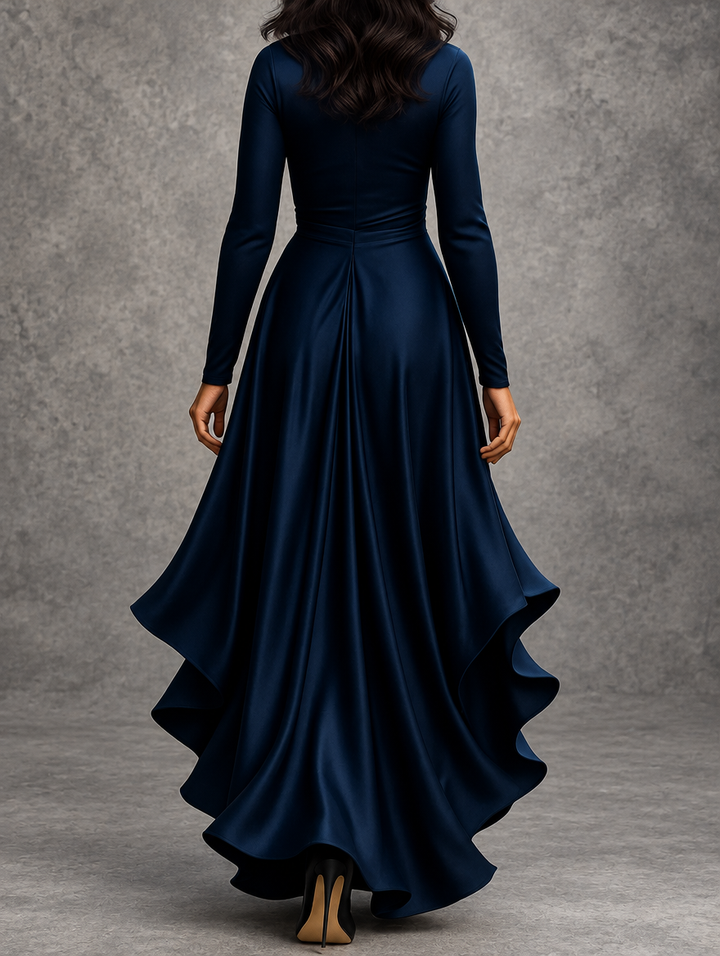Cynthia | Draped Ruffle Maxi Dress