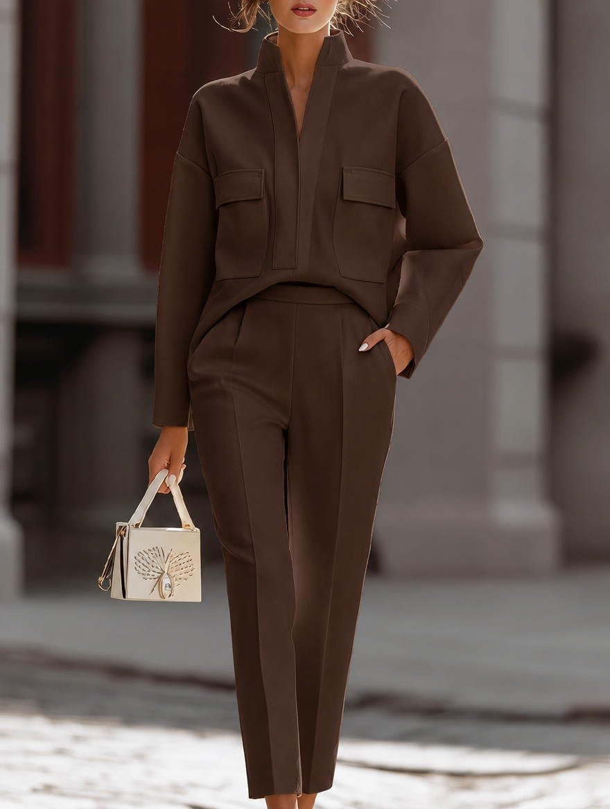 Bennett and Lowe Morgan layered three-piece pants set featuring stylish, coordinated fabric pieces for a modern look.