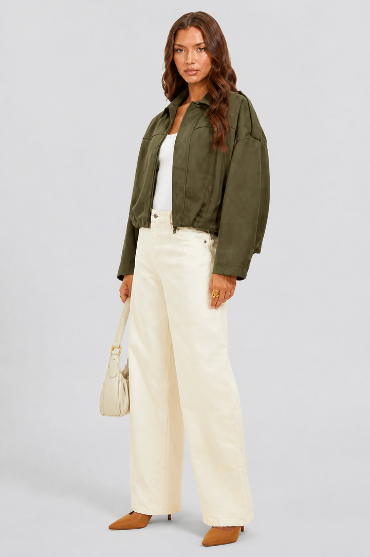 Sloane | Oversized Cropped Zip Jacket