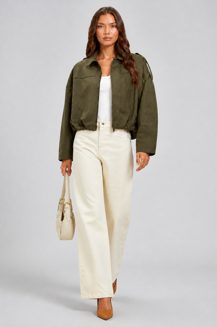 Sloane | Oversized Cropped Zip Jacket
