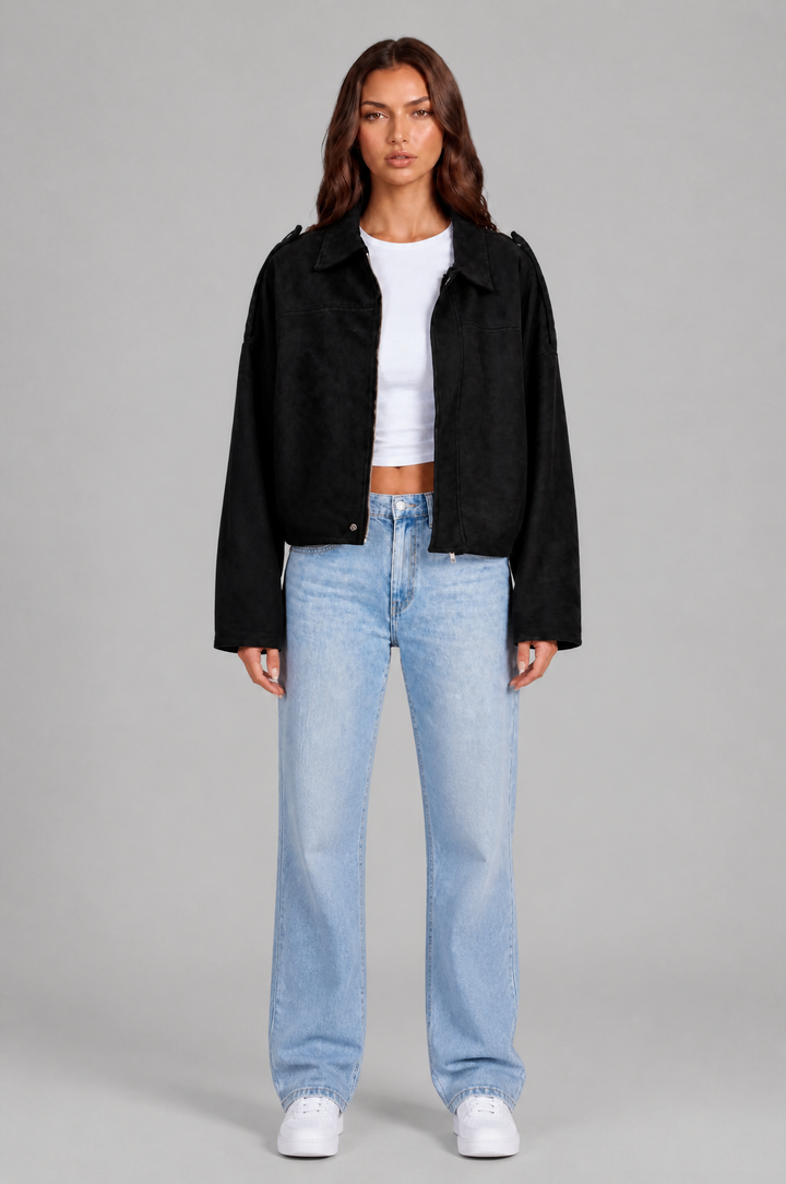 Sloane | Oversized Cropped Zip Jacket