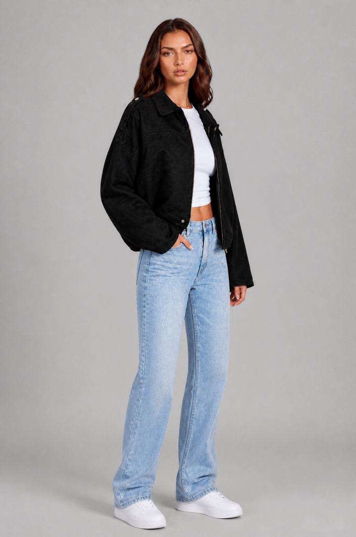 Sloane | Oversized Cropped Zip Jacket