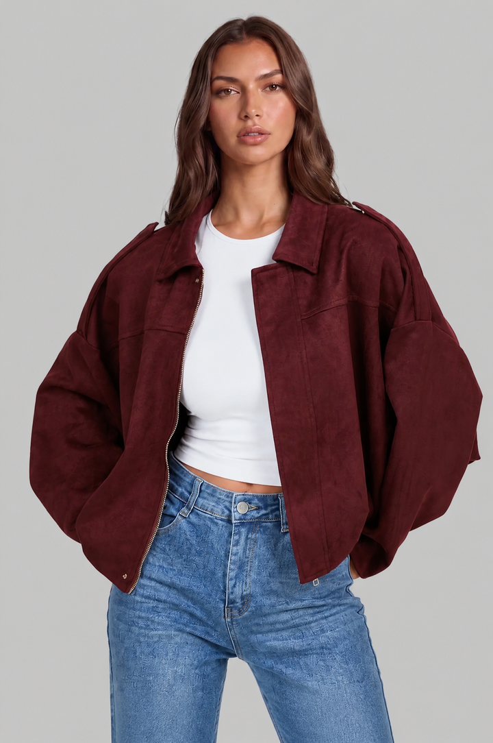 Sloane | Oversized Cropped Zip Jacket