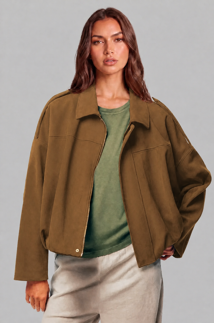 Sloane | Oversized Cropped Zip Jacket