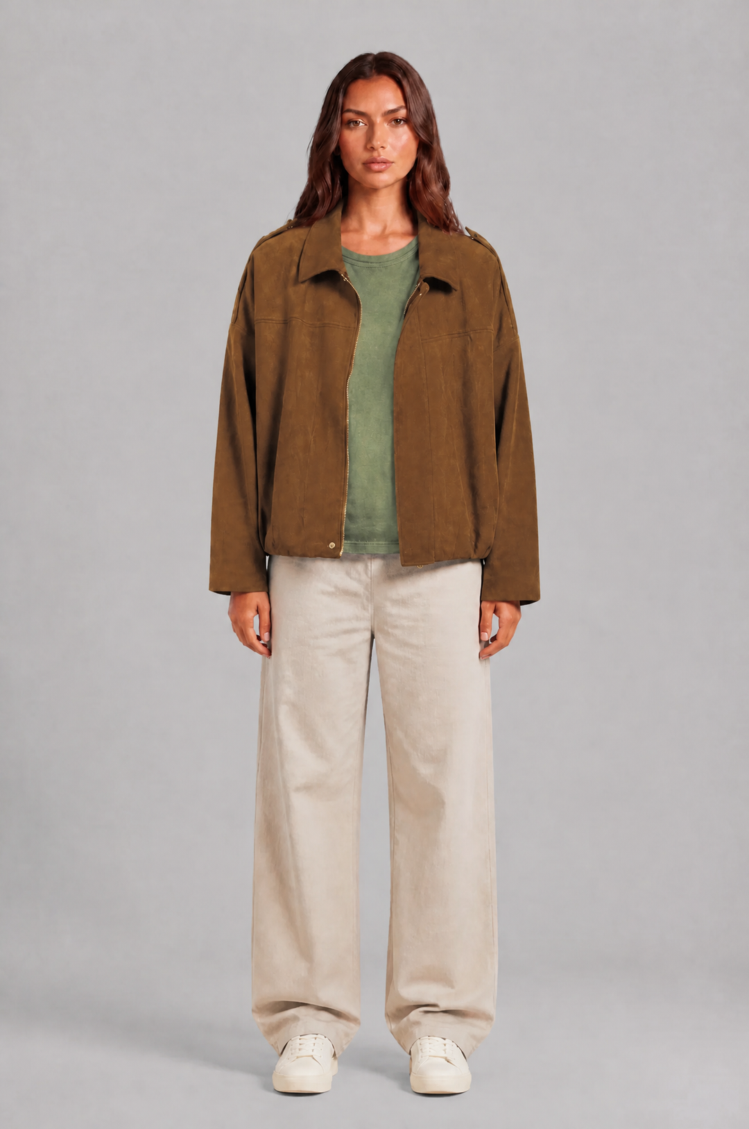 Sloane | Oversized Cropped Zip Jacket