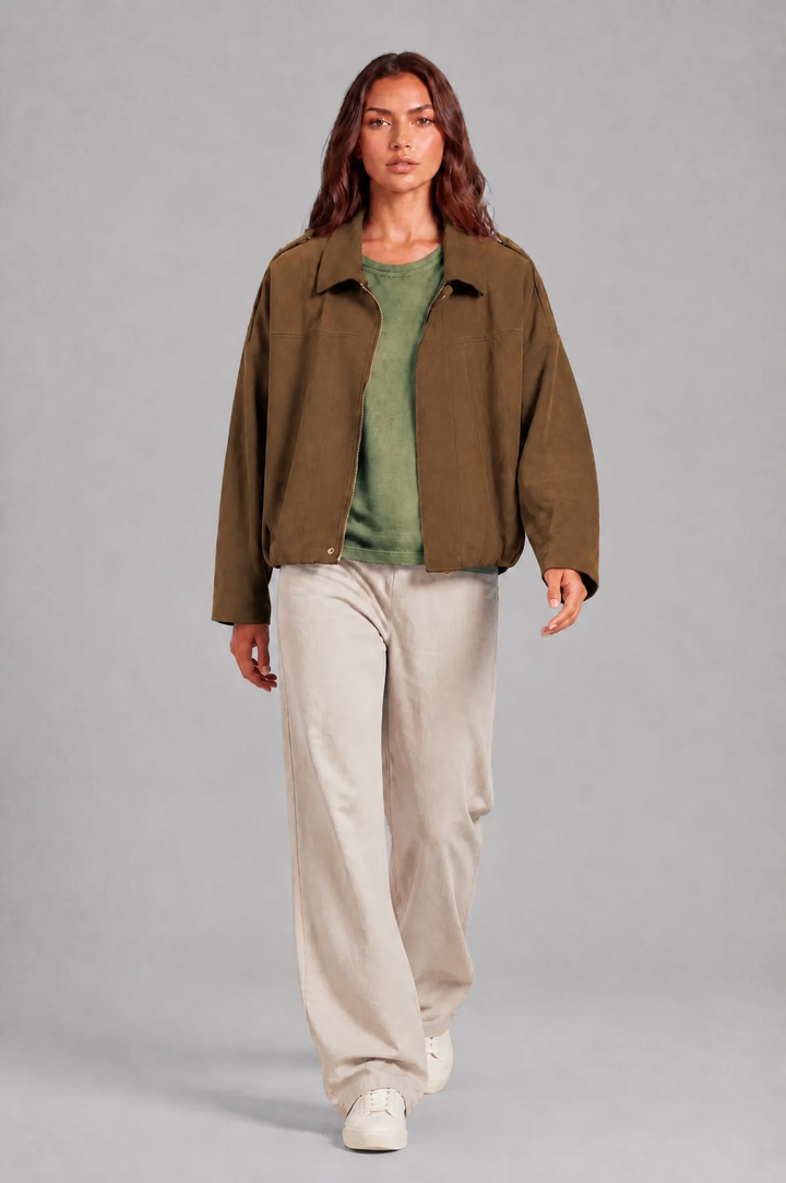 Sloane | Oversized Cropped Zip Jacket