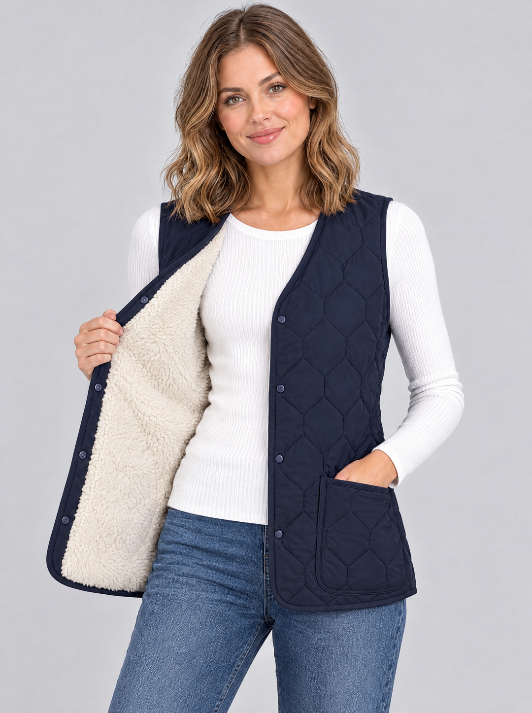 Ingrid | Honeycomb Quilted Snap Vest