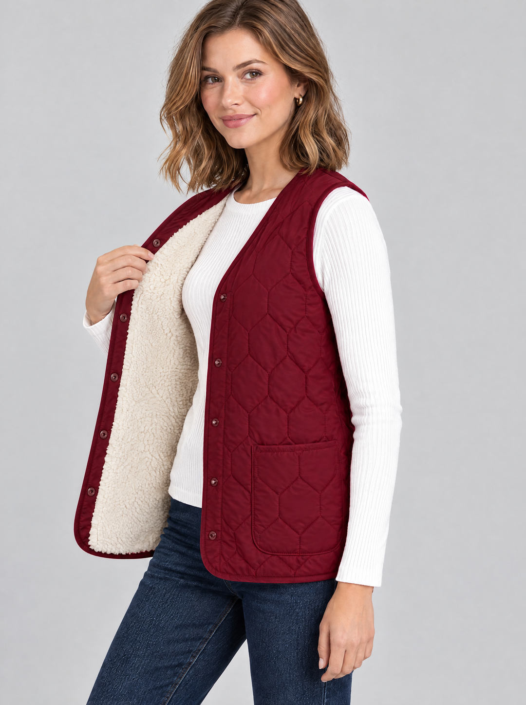 Ingrid | Honeycomb Quilted Snap Vest