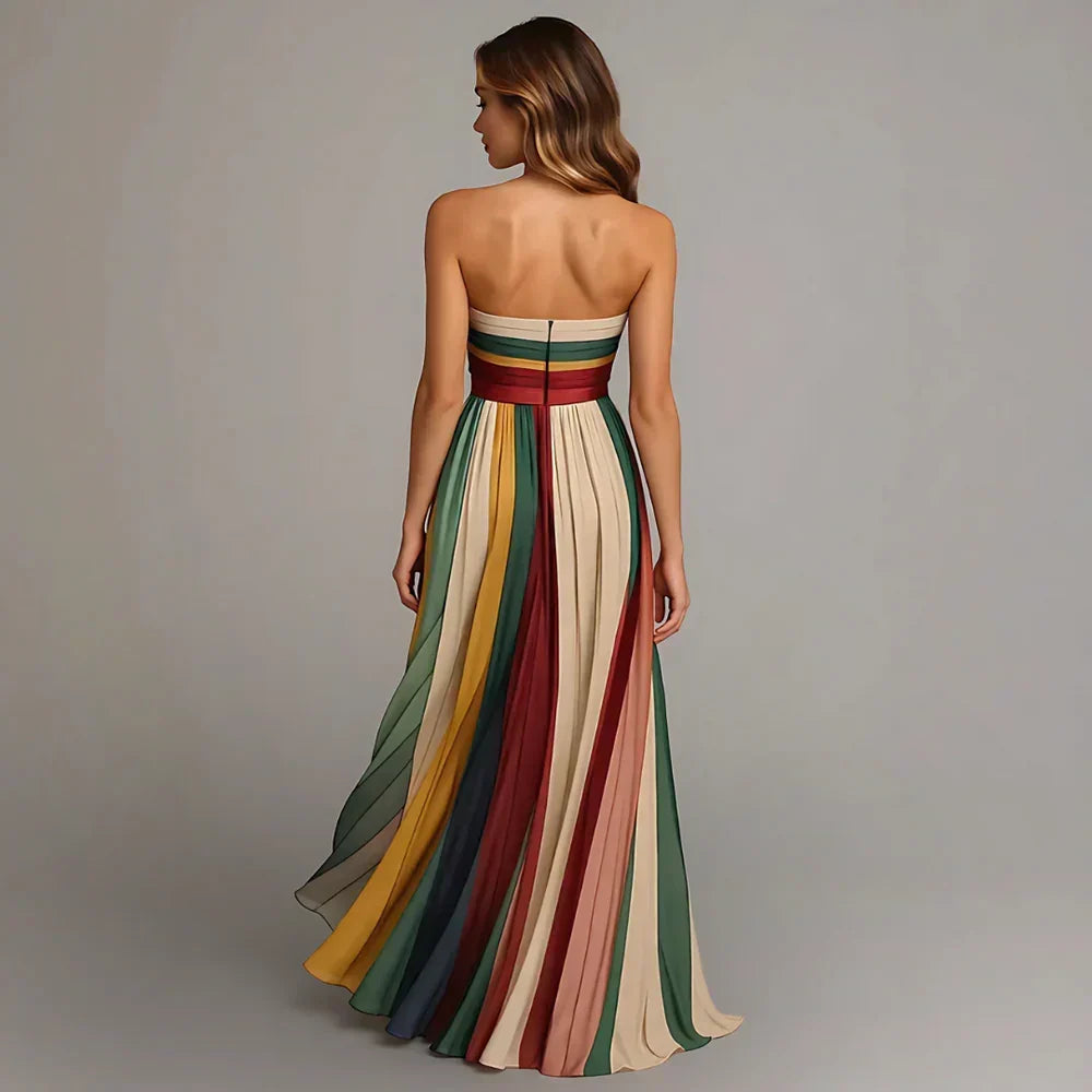 Megan | Strapless Pleated Maxi Dress for Women