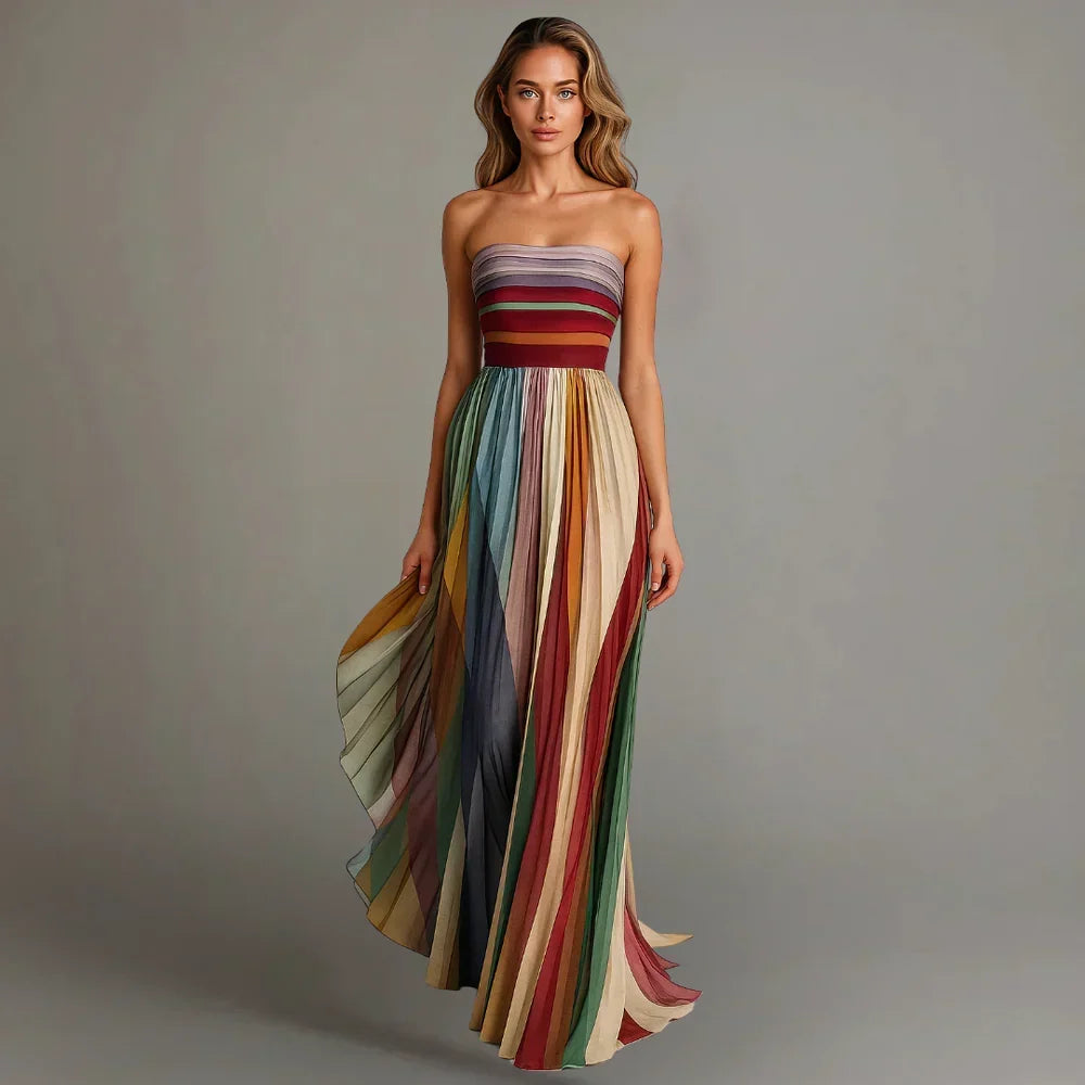 Megan | Strapless Pleated Maxi Dress for Women