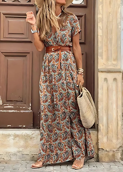 Rachel | Floral Belted Maxi Dress for Women
