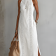 Jimena | Linen Midi Dress with Mao Collar