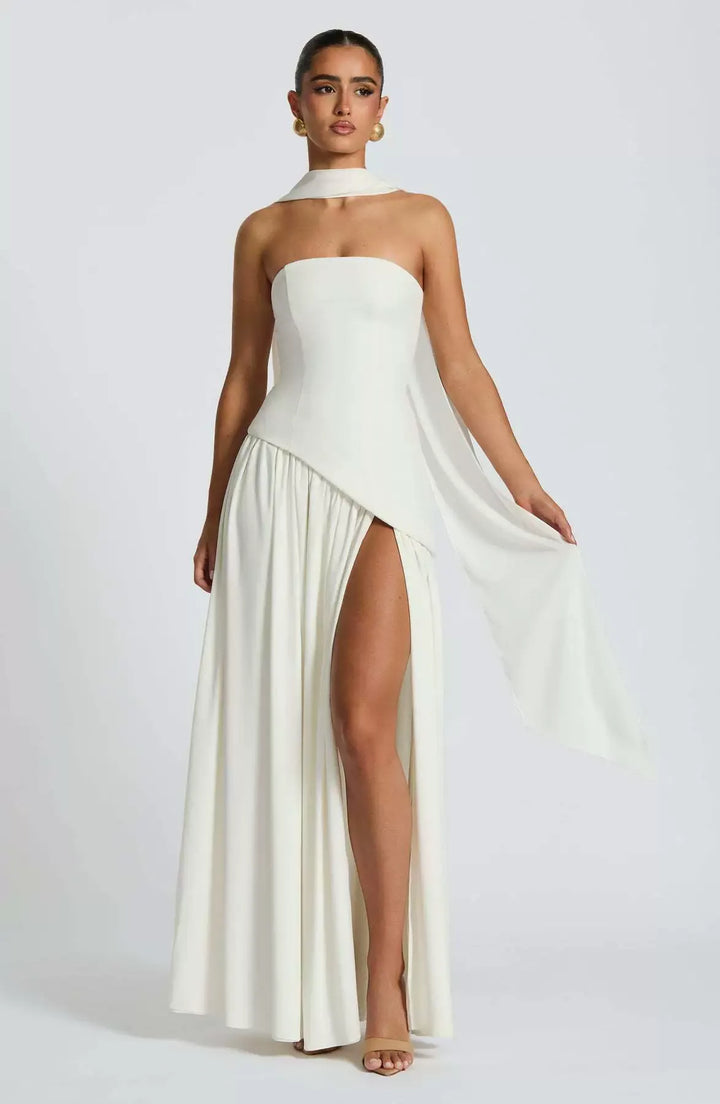 Lina | Strapless Maxi Dress with High Slit