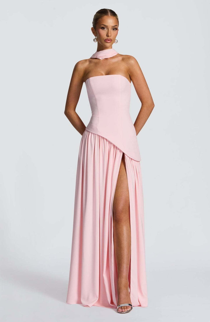 Lina | Strapless Maxi Dress with High Slit