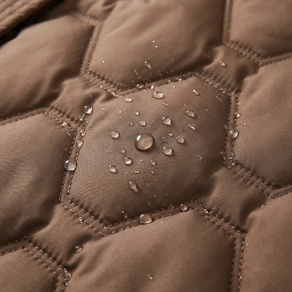 Longline quilted hooded coat by Bennett & Lowe featuring a stylish design, visible quilting, and a cozy hood.
