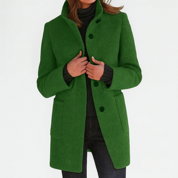 Eleonora tailored midi coat for women by Bennett and Lowe featuring a button-front design and classic silhouette.