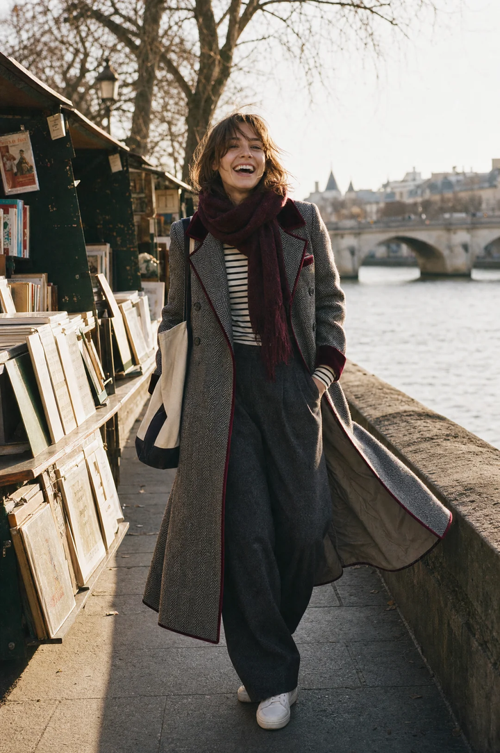 Felicity | Herringbone Long Coat