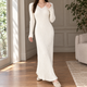 Thea | Pleated V-Neck Mermaid Maxi