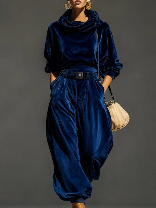 Cassandra hooded top and relaxed pants set by Bennett & Lowe, featuring a casual two-piece outfit in soft fabric.
