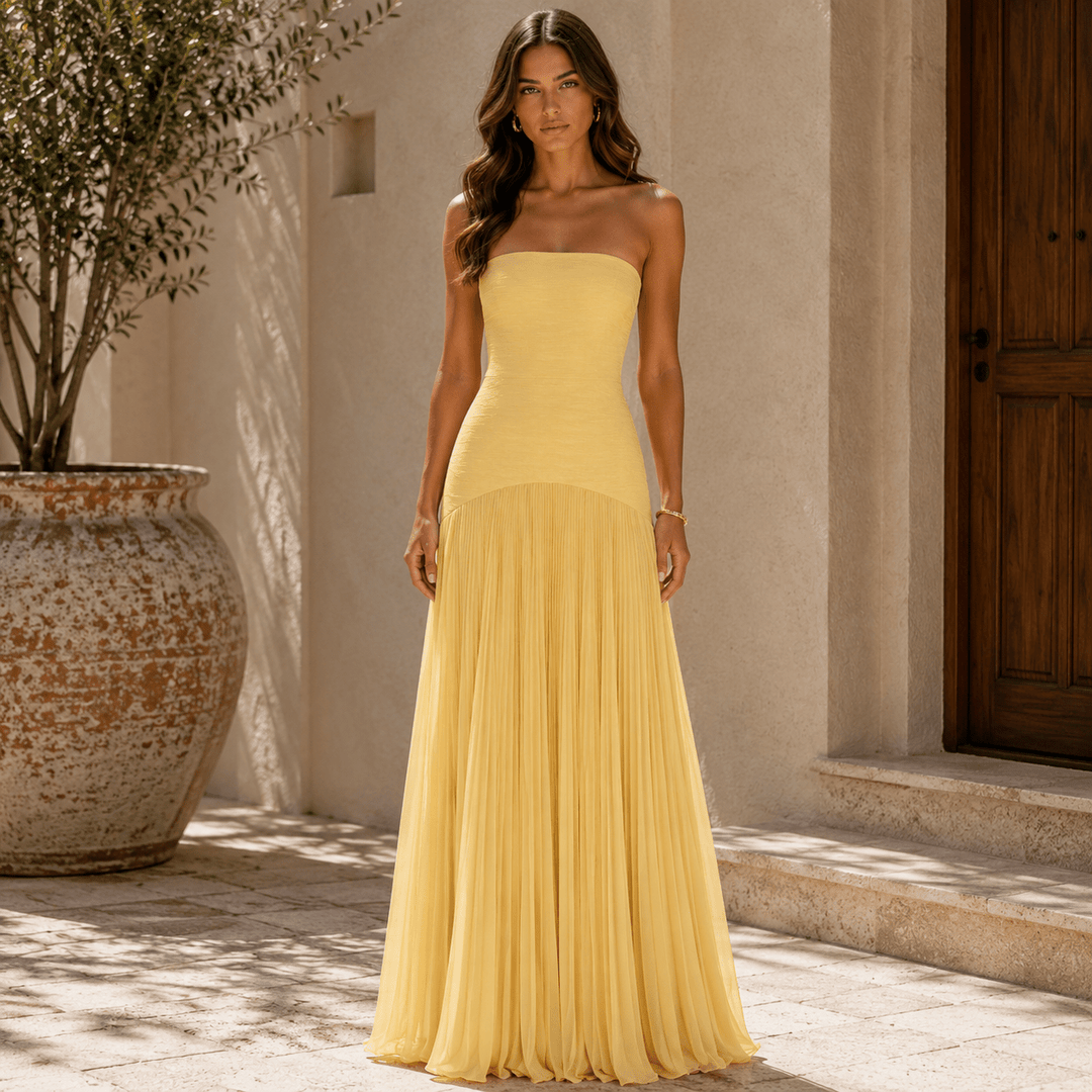 Imported Bennett and Lowe Francesca off-shoulder maxi dress for women, featuring a flowing design and elegant neckline.