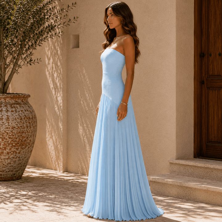 Imported Bennett and Lowe Francesca off-shoulder maxi dress for women, showcasing elegant design and flowing fabric.