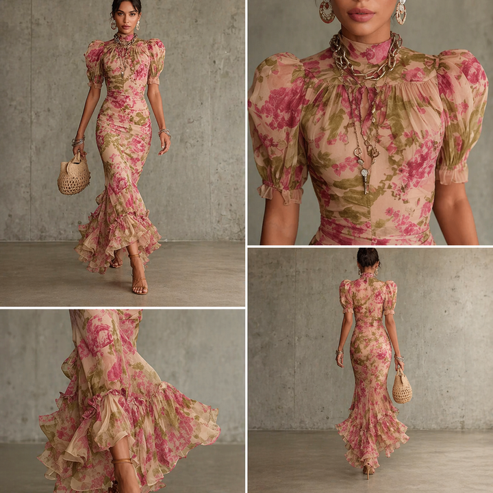 Riley | Floral Puff-Sleeve Maxi Dress for Women