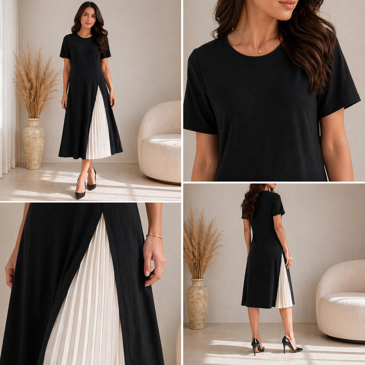 Abigail | Pleated Panel Midi Dress for Women