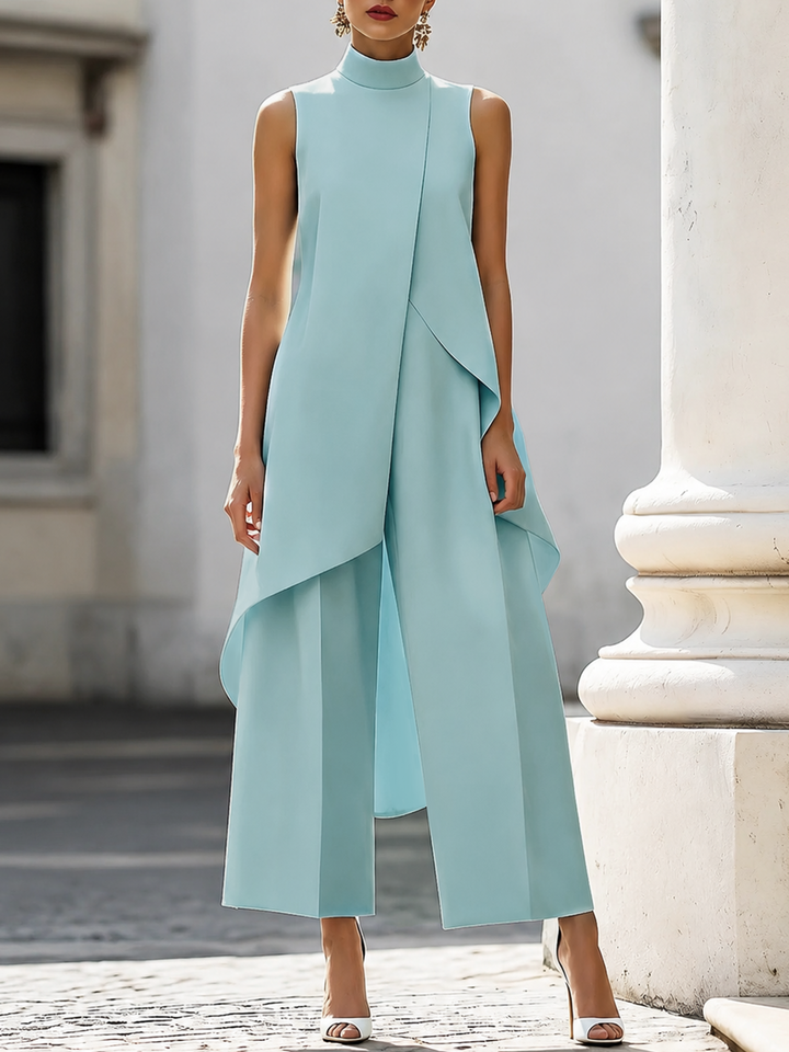 Martina | High-Neck Sculpted Wide-Leg Jumpsuit for Women