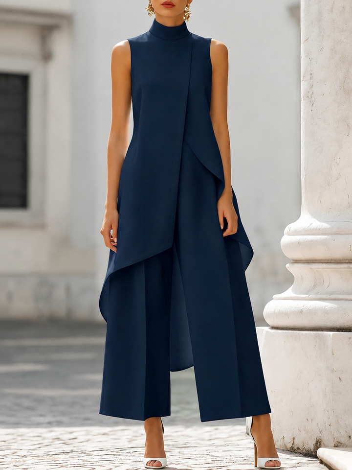 Martina high-neck wide-leg jumpsuit by Bennett and Lowe, shown in a stylish, full-length view highlighting its elegant design.