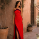 Elisa | Halter-Neck Slit Maxi Dress for Women