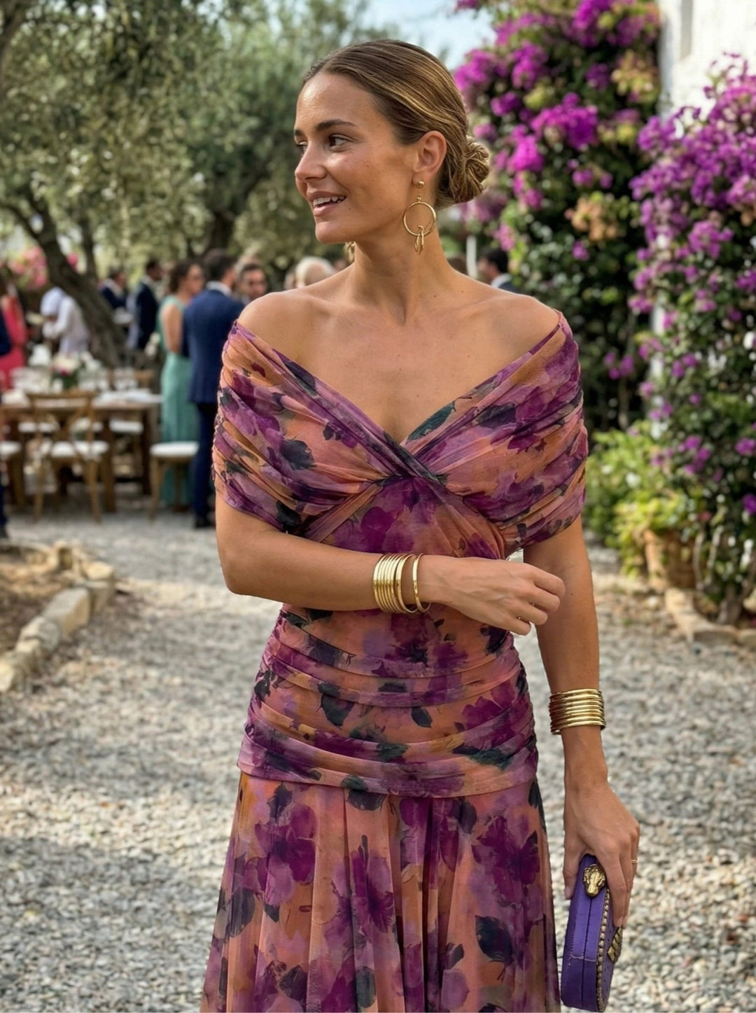 Paula Bennett and Lowe V-neck maxi dress for women, long flowing dress with a V-neckline and elegant design.