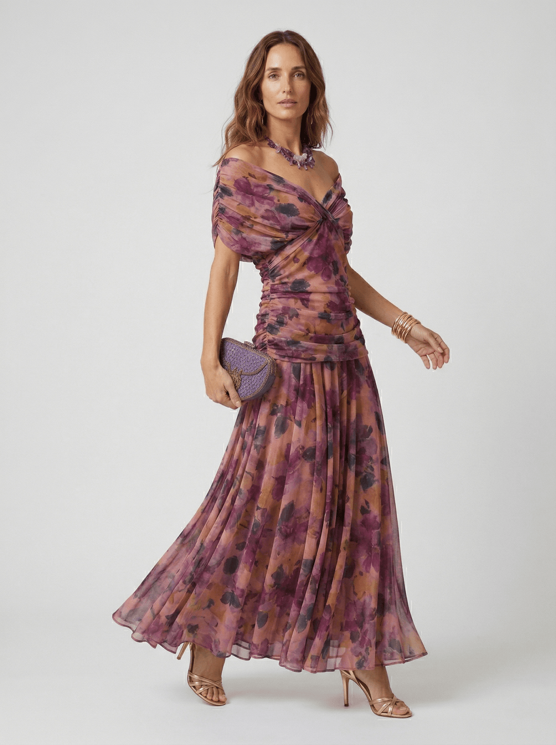 Bennett and Lowe Paula V-neck maxi dress for women in flowing fabric, featuring a relaxed fit and elegant V-neckline.