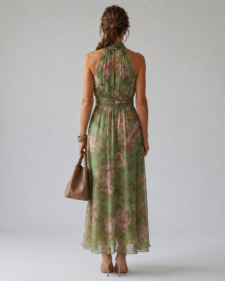 Mirelle | Gathered Halter Midi Dress